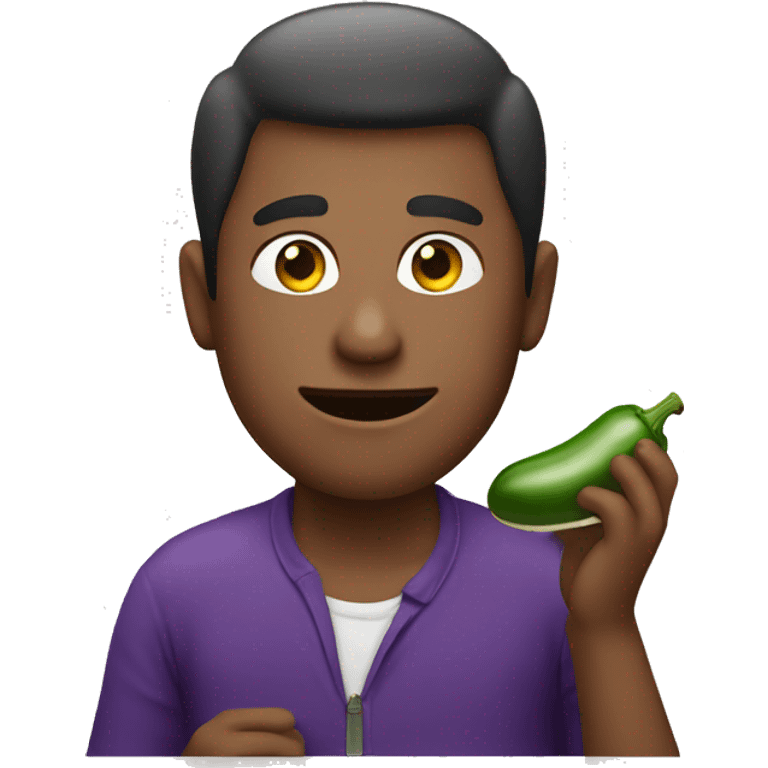 Man eating eggplant emoji