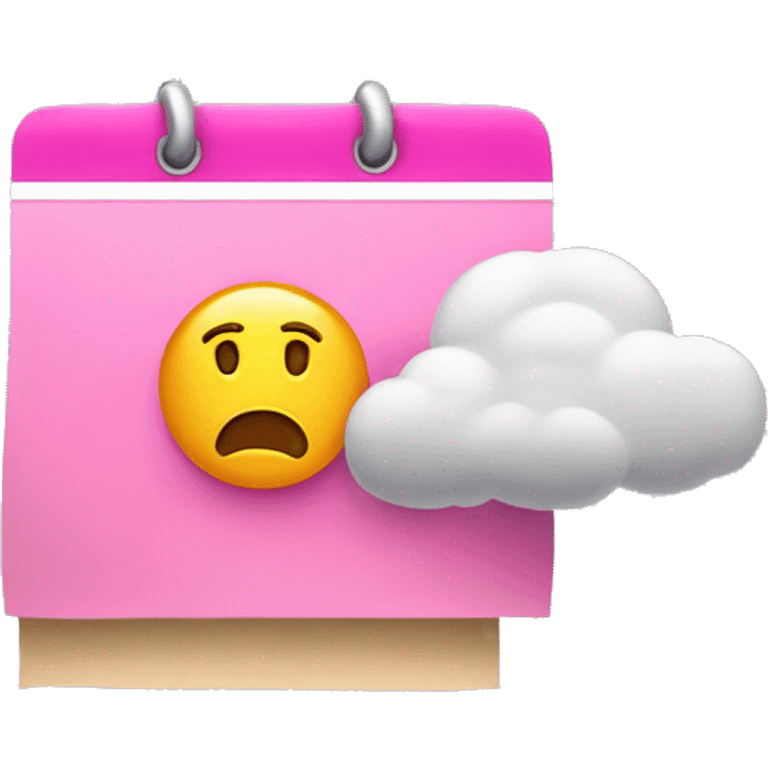 pink calendar that says monday. Thunderstorm over the calendar emoji