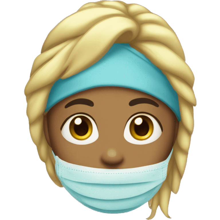 Chica con mascarilla y una toalla en el pelo  emoji