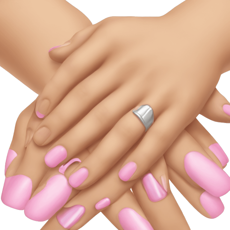 Girls pinky promise with nails emoji