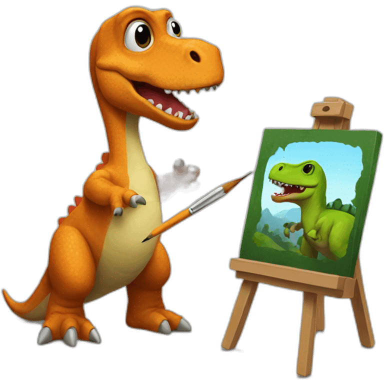 dinosaur who paints emoji