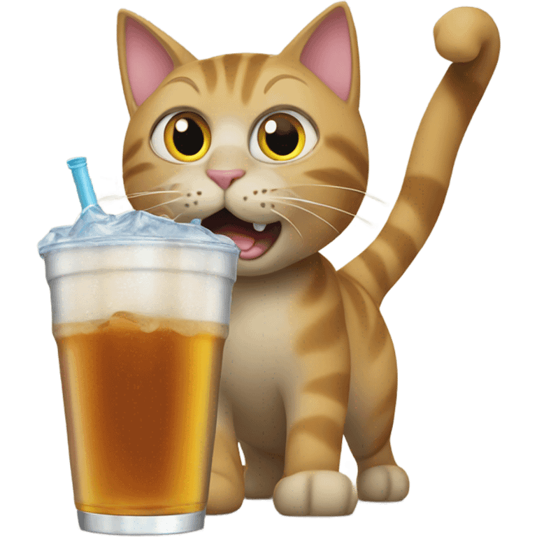 cat drinking soda out of a stanley  emoji