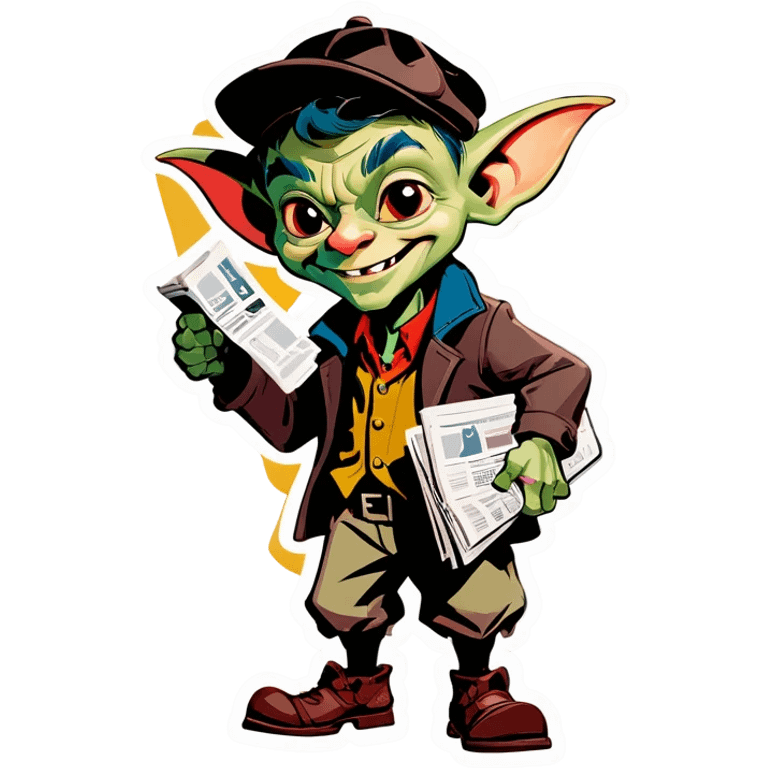 A goblin newsboy emoji