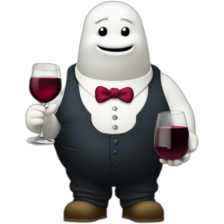 michelin man holding glass of red wine emoji