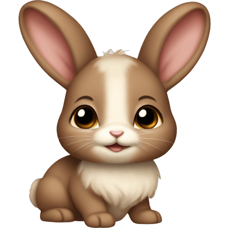 Brown Baby bunny with beige coquette bow on ear  emoji