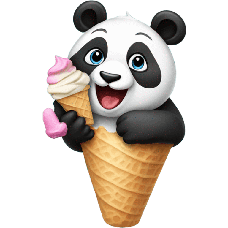 Panda eating ice cream emoji