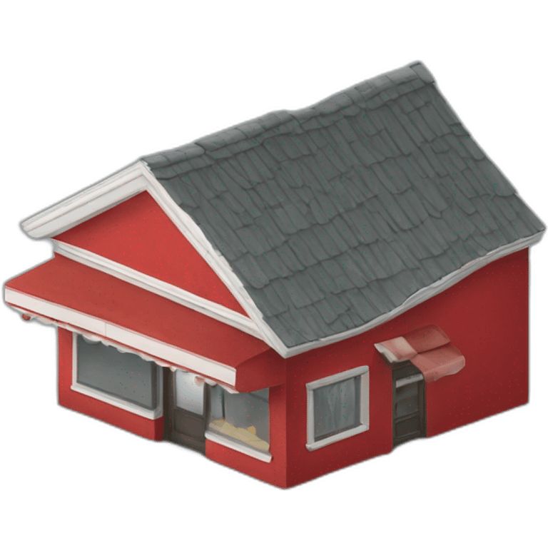 Grandma's store building with red color elements emoji