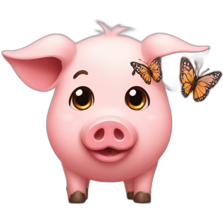 A pig with a little butterfly emoji