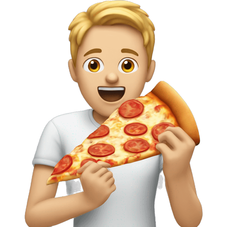 Person eating a slice of pizza ￼ emoji