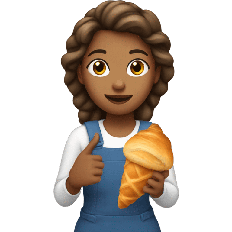 Girl with croissant in the hand  emoji