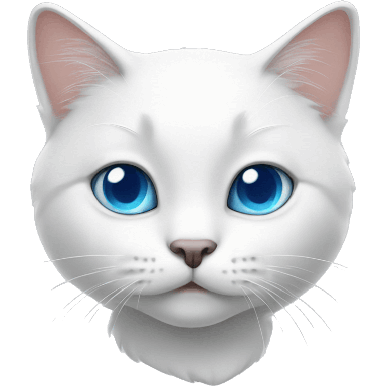 Cute white cat with blue eyes  emoji