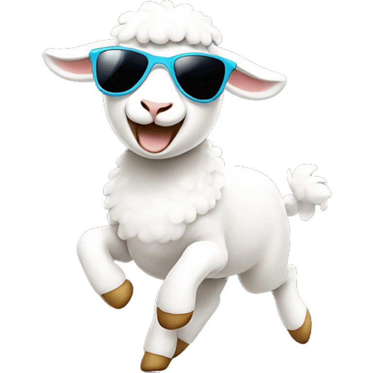 A lamb dancing with sunglasses and add motion  emoji