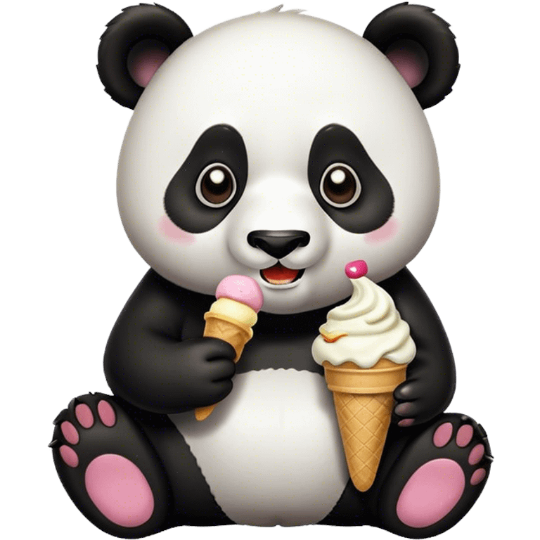 Panda eating ice cream emoji