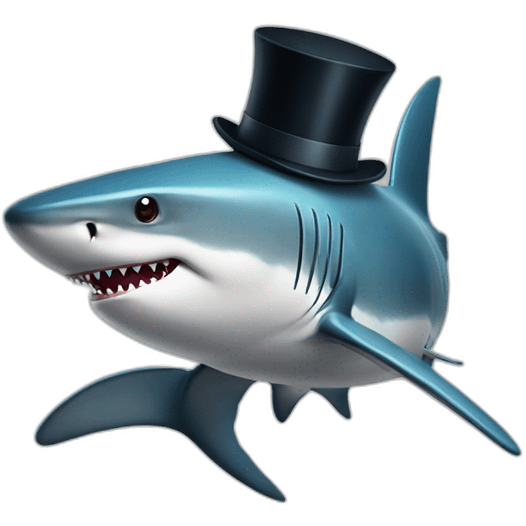 Shark with a top hat emoji