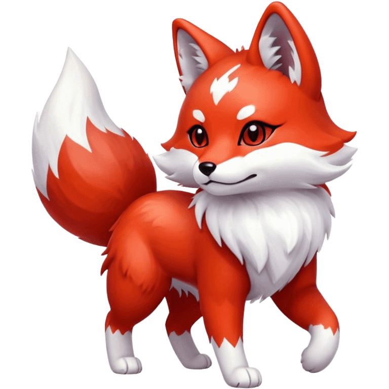 Kitsune walking, red and white emoji