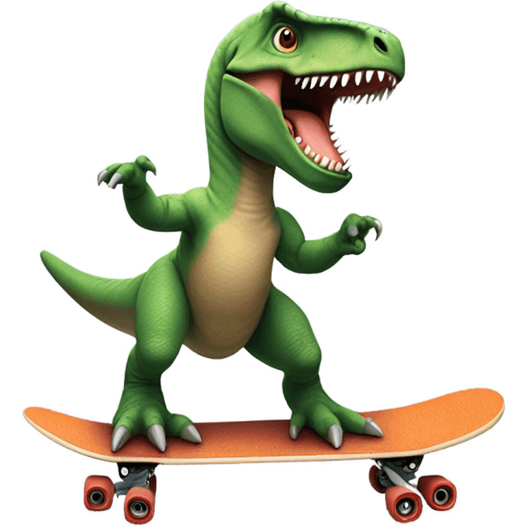 Dinosaur riding a skateboard  emoji