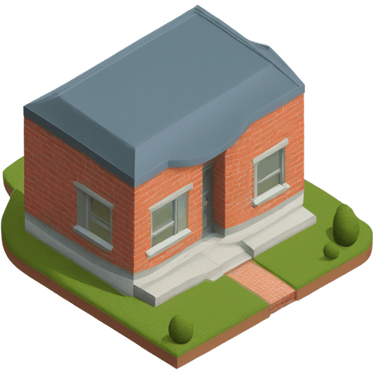 isometric single storey curved red brick emoji