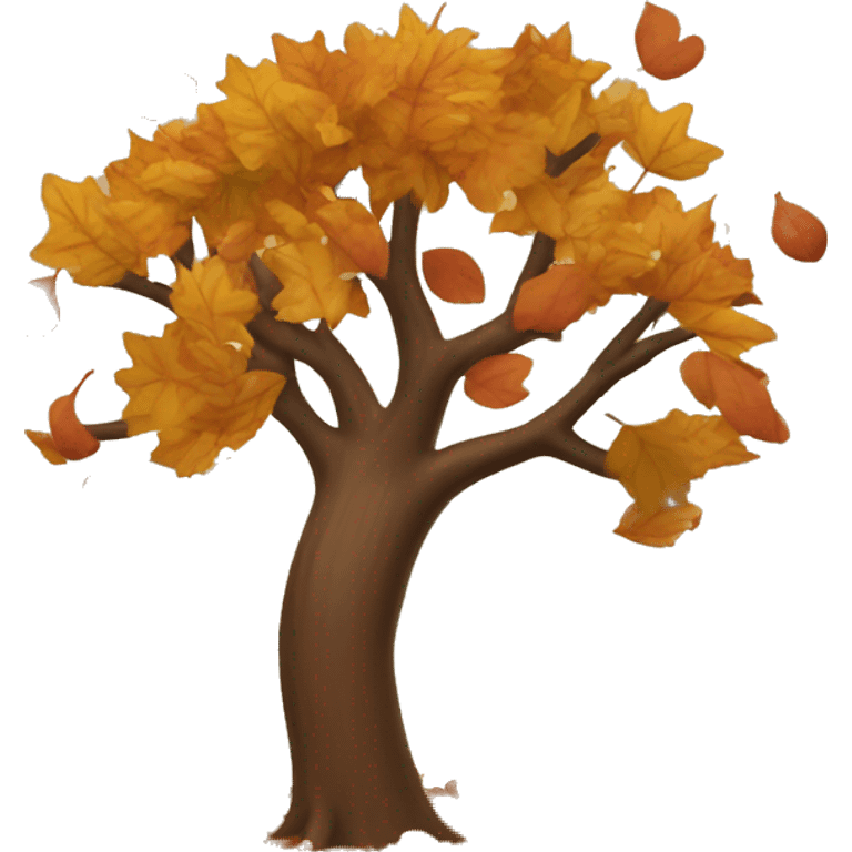 autumn tree with leaves falling  emoji