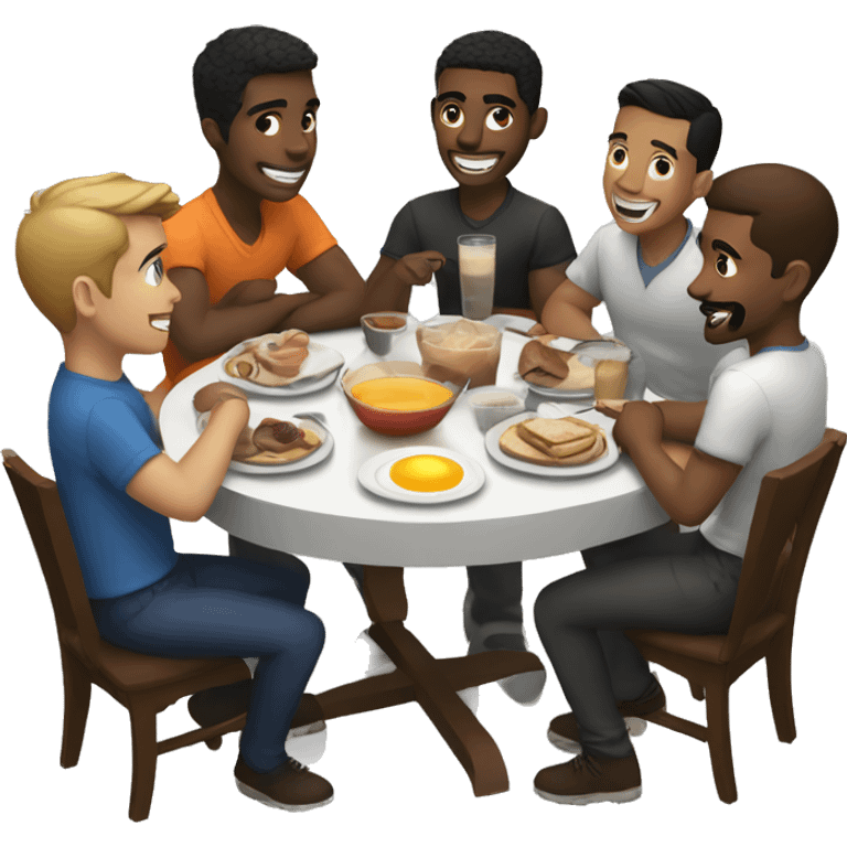 A group of bros having breakfast together  emoji