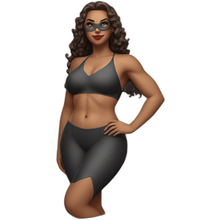 Slim-thicc Caucasian woman bikini superhero pose (beach body) emoji