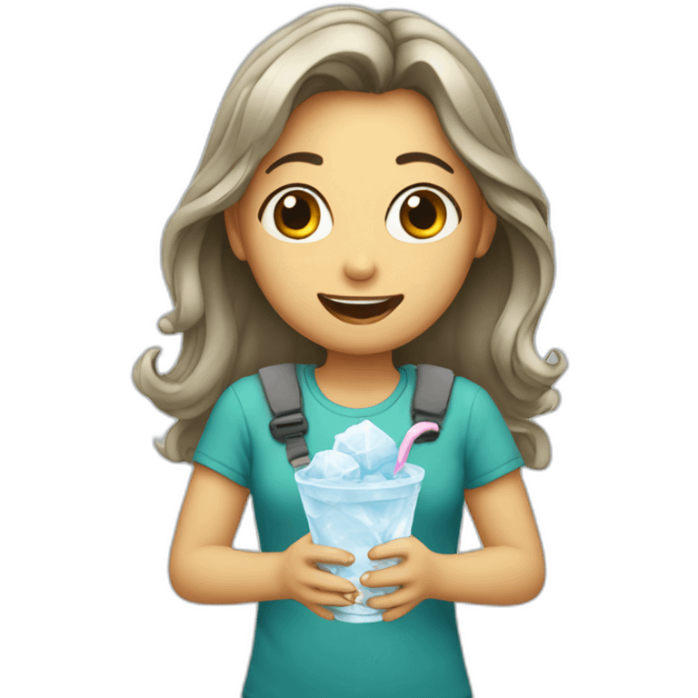 Girl eating ice emoji