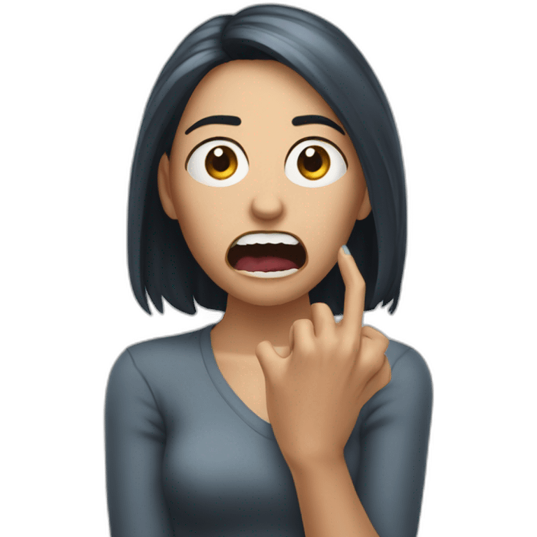 A woman acting like a monster with her hand and her face says grrr. Both hands are visible !  emoji