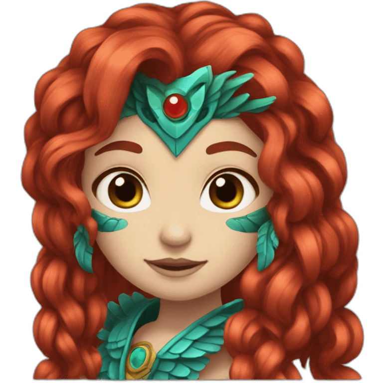 Quetzalcoatl red hair. Blue eye. White skin girl emoji