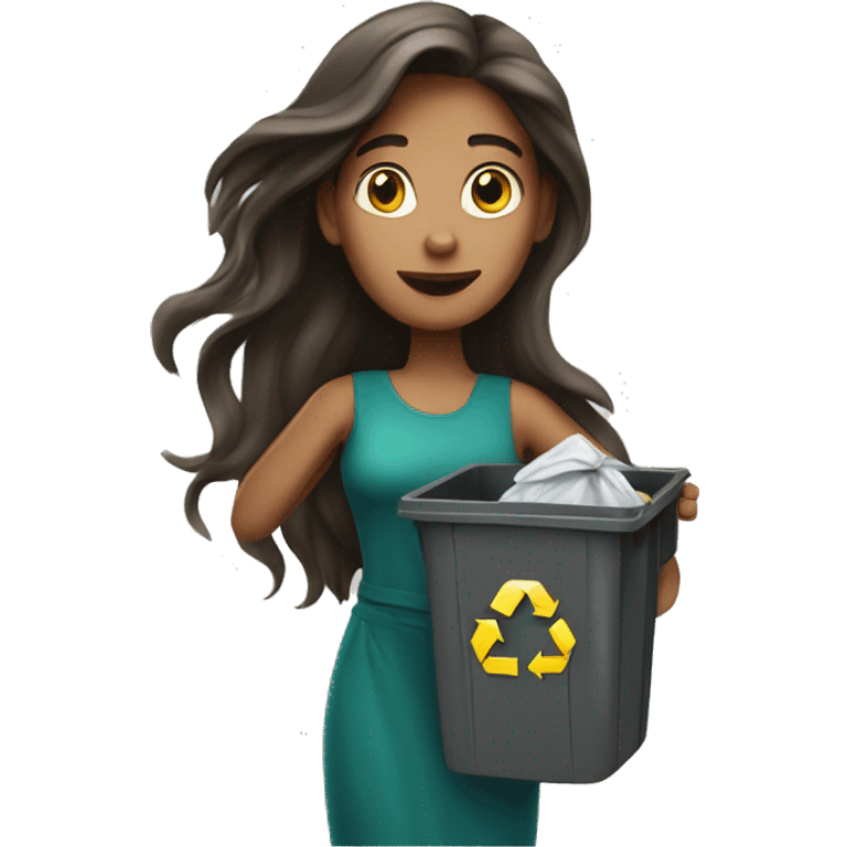 Beautiful long haired woman taking out the trash emoji