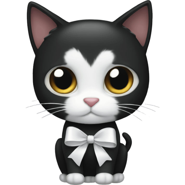 Black cat with white bow emoji