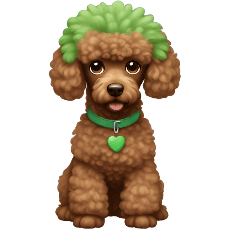 Brown poodle with a green Mohawk  emoji