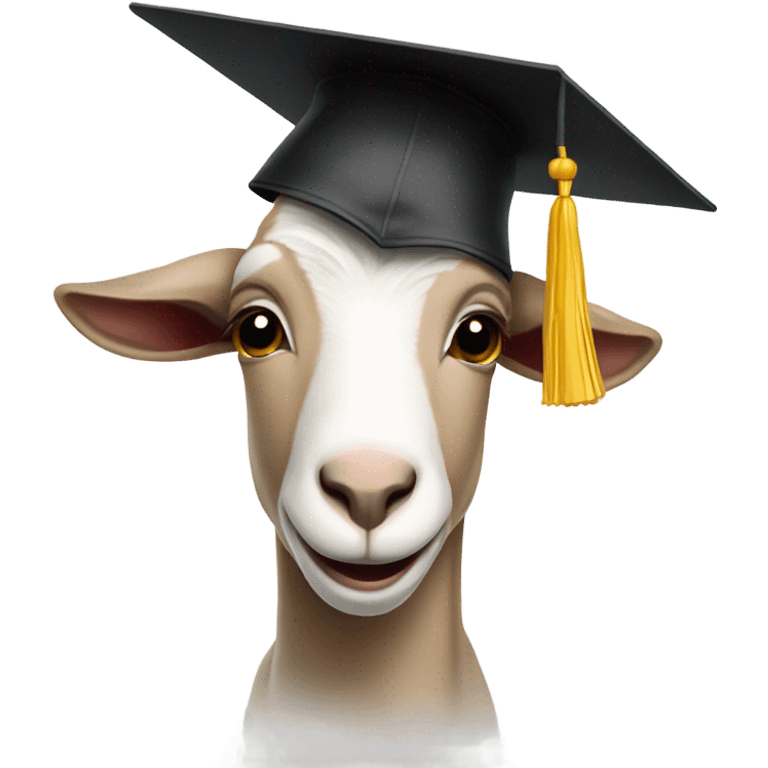 smirking goat wearing graduation hat emoji