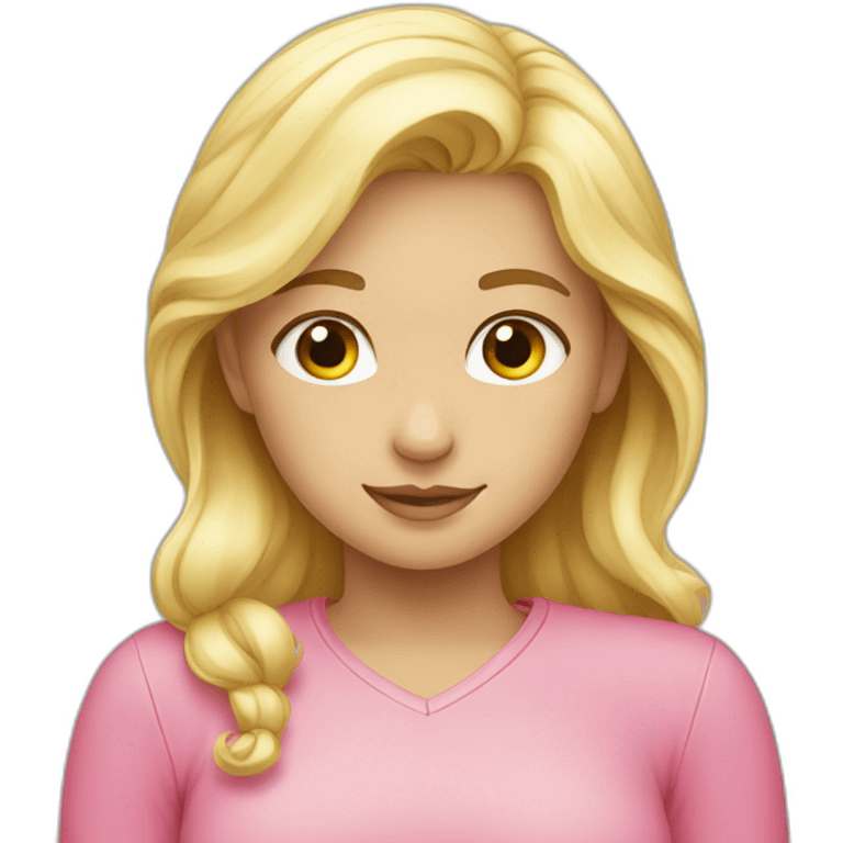 Blonde Girls in pink hugging emoji