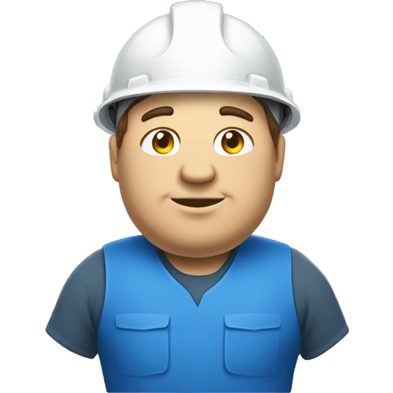 a chubby white house builder man in a blue helmet emoji