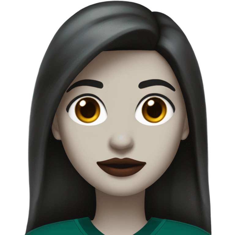 White female long dark hair red lips wearing Philadelphia Eagles jersey emoji