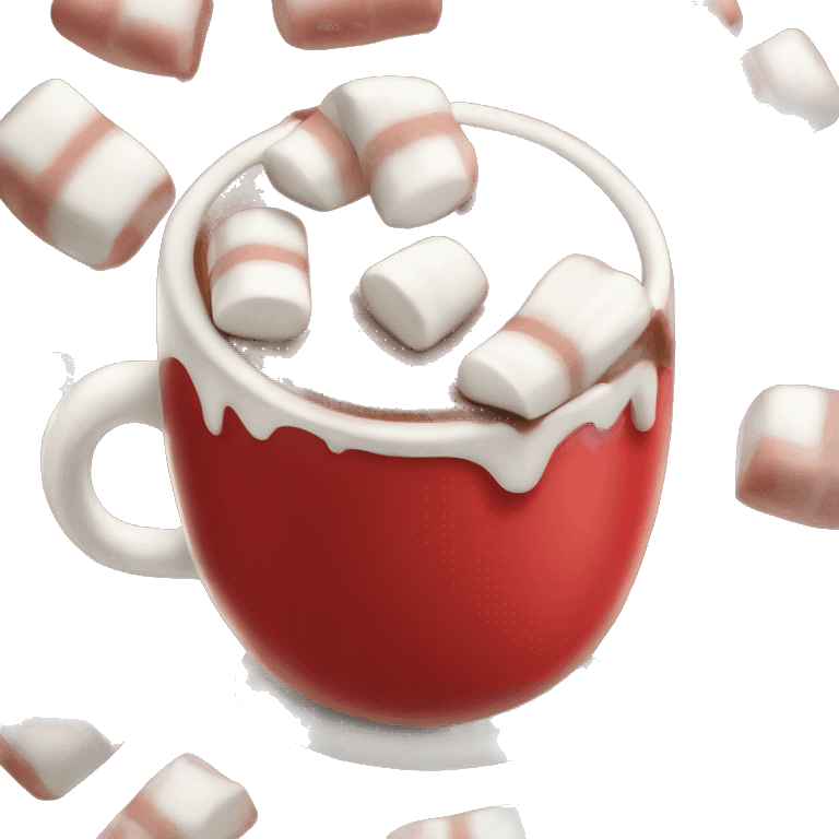 red mug of hot chocolate with marshmallows emoji