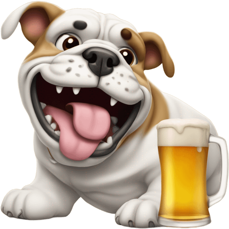 Bull dog drinking beer emoji