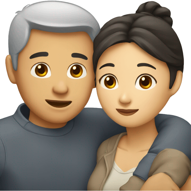 asian man and woman hugging emoji