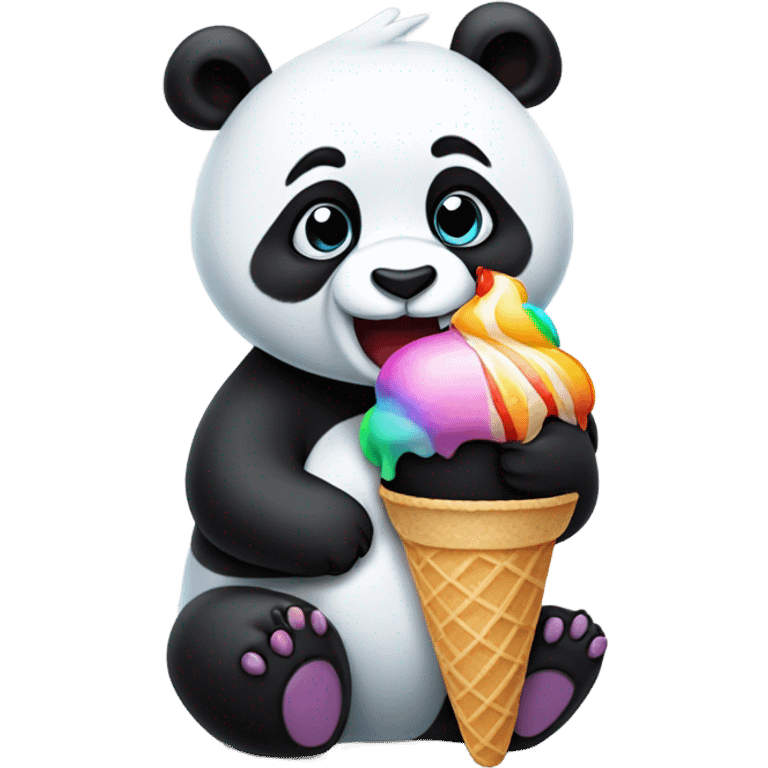 Panda eating ice cream emoji