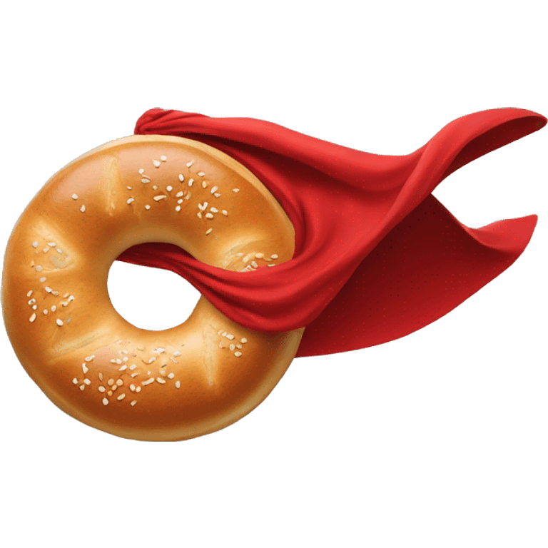 bagel with a red cape flying to the right emoji