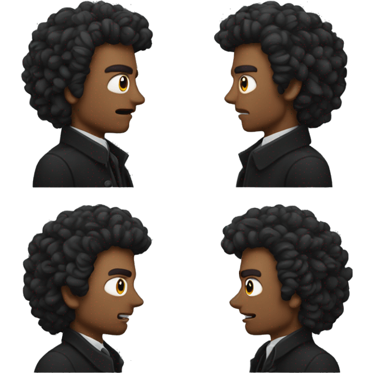 make a man with a black coat angry and with curly hair emoji