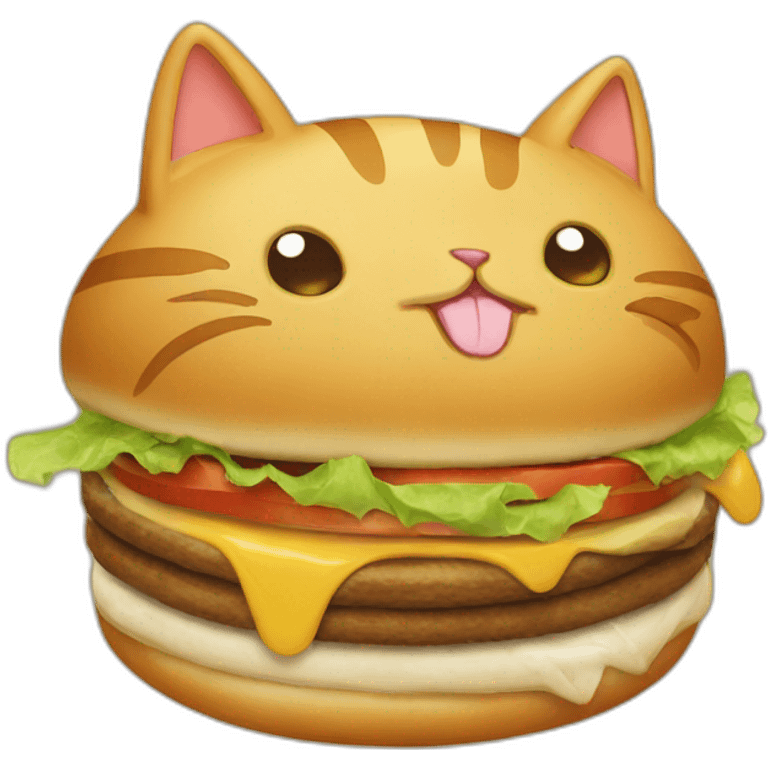 a cat eats humburger emoji