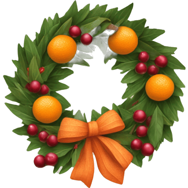 Christmas wreath with oranges cranberries and cinnamon emoji