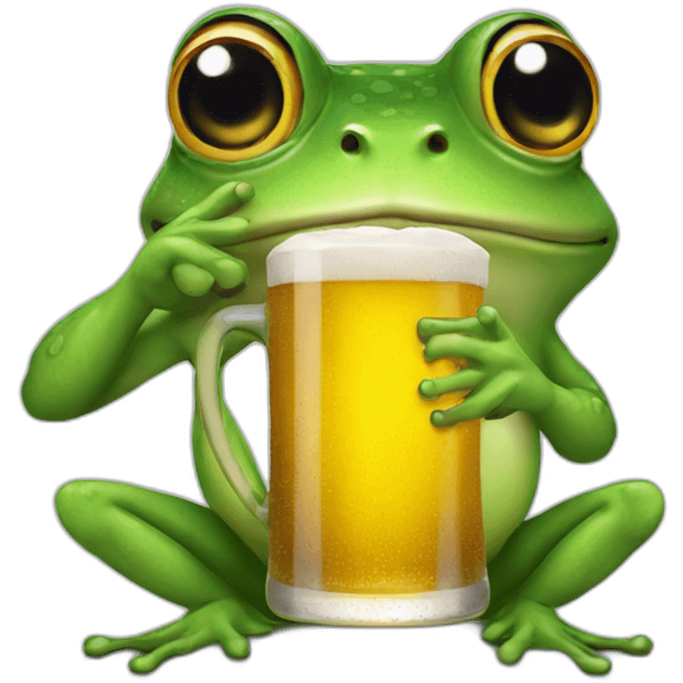 Australian frog drinking beer emoji