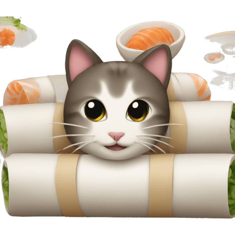 a cat in a sushi roll emoji