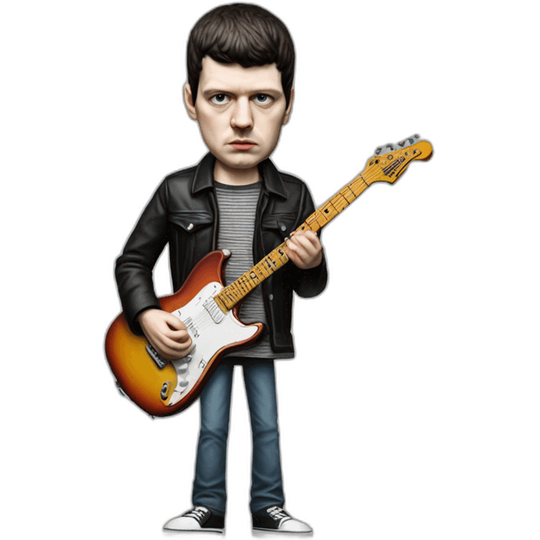 photo realistic Ian Curtis, playing electric guitar, standing up, full body front view emoji