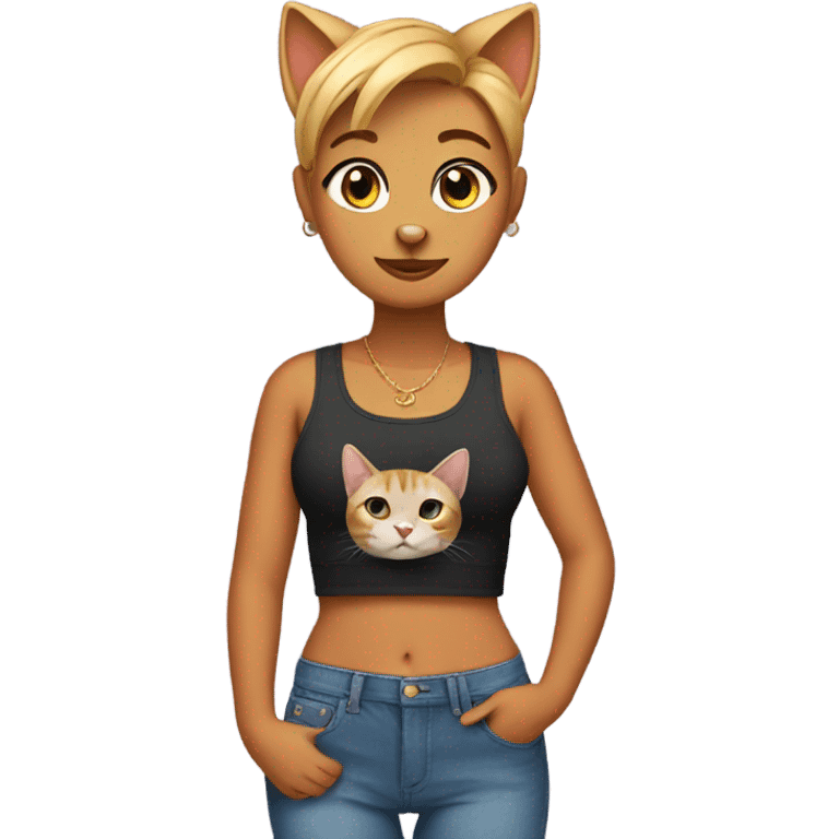 Cat with crop top emoji