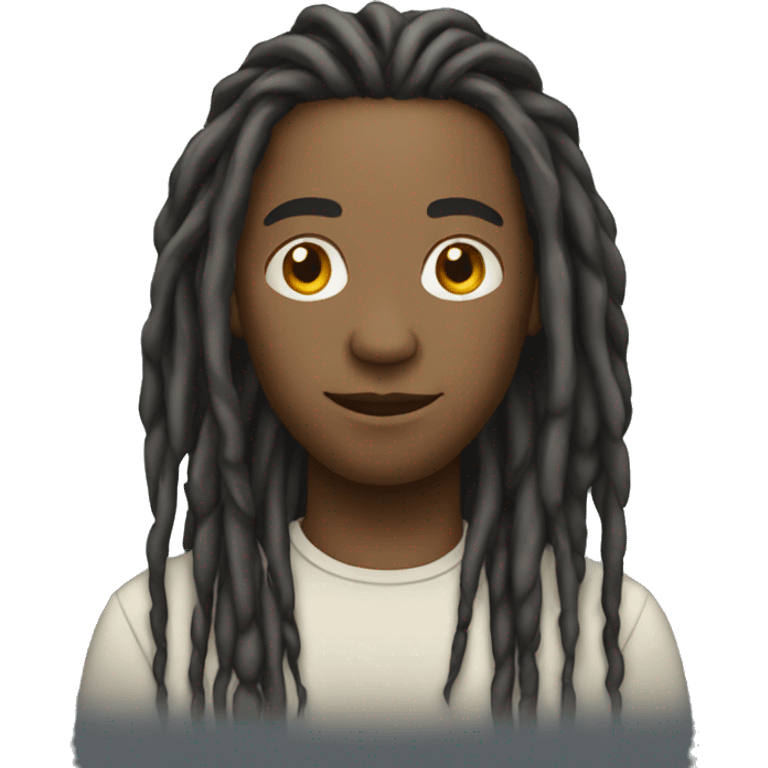 light skinned black man with long dreads standing emoji