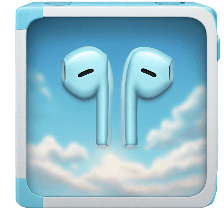 Light blue sky iPod earphones box half open emoji