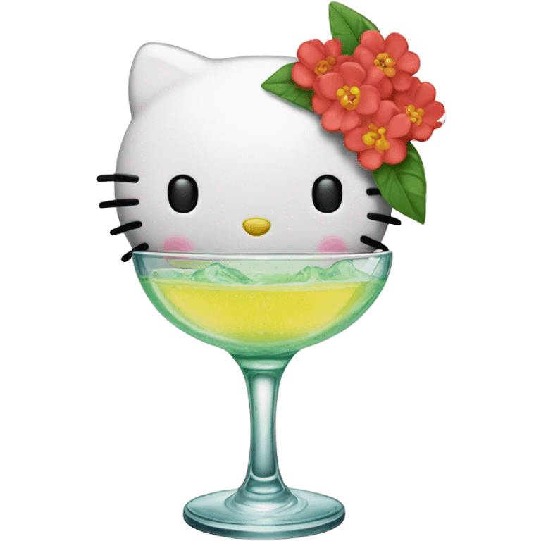 Hello kitty drinking a margarita  emoji