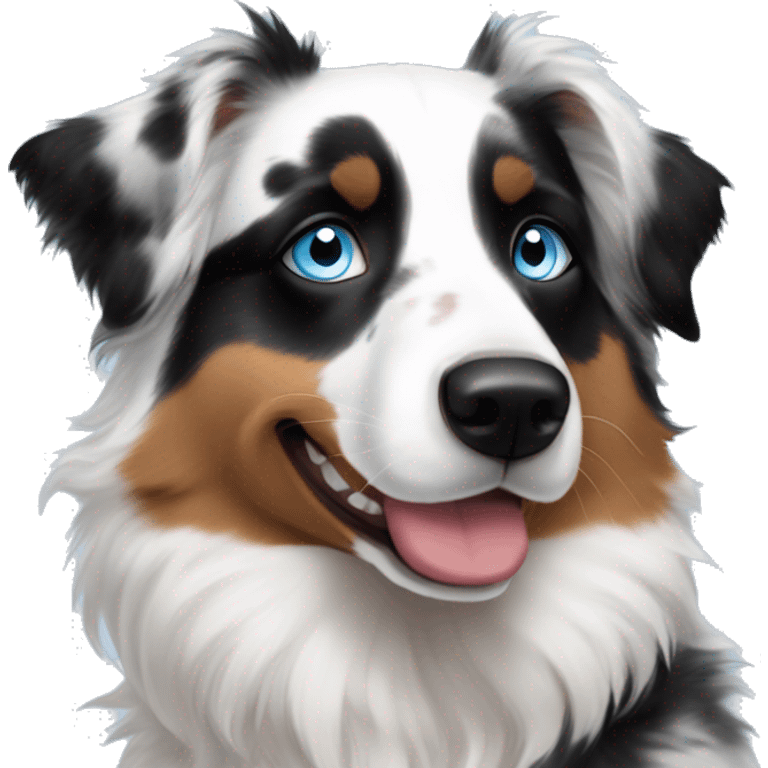 Double Merle Australian shepherd blue eyes and black eyeshadow emoji